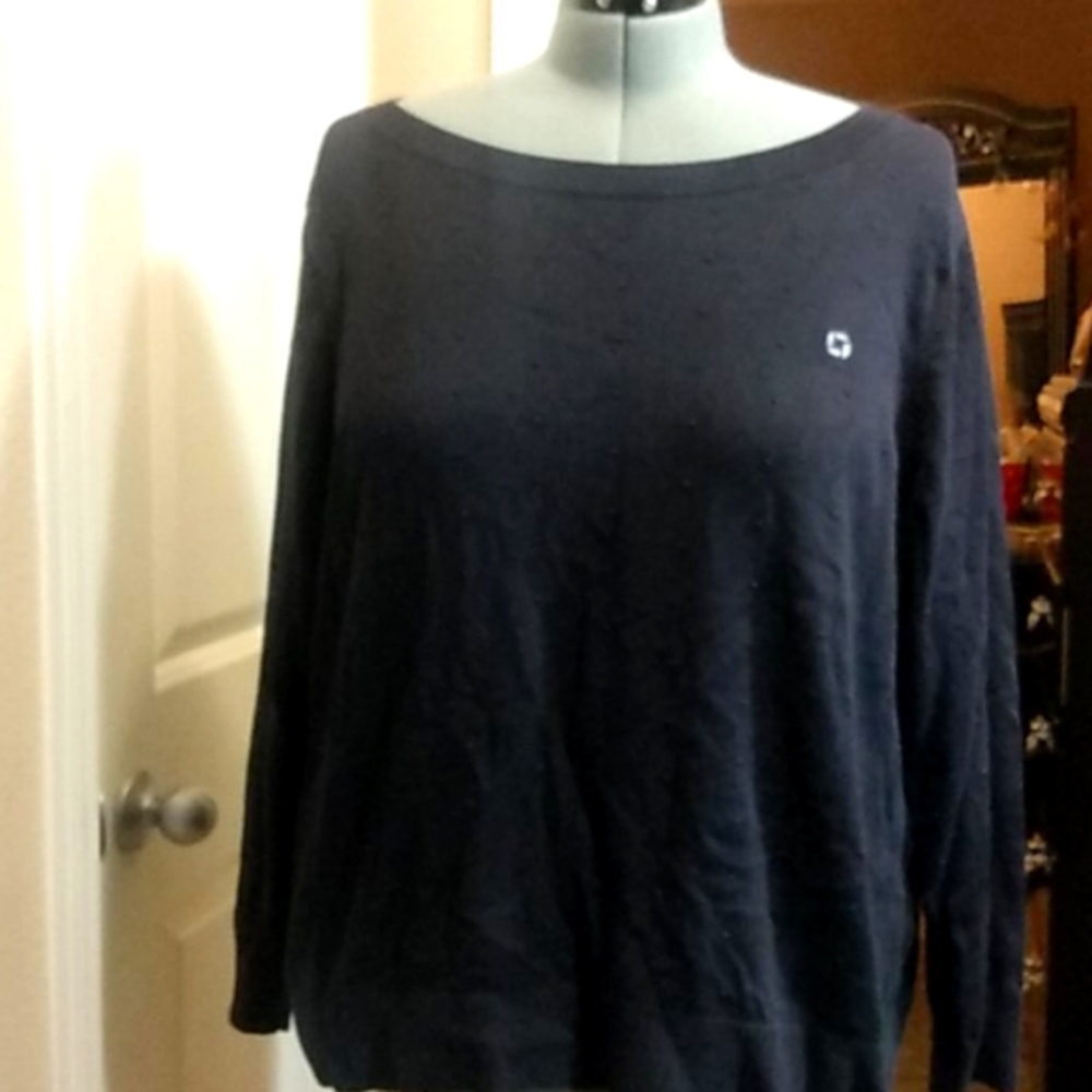 Work sweater long sleeve navy plus women